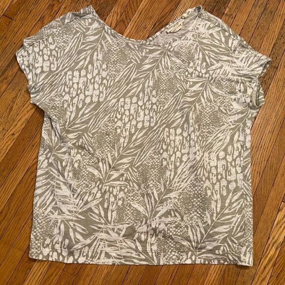Christian Siriano 100% linen white/green short sleeve shirt - Picture 1 of 3